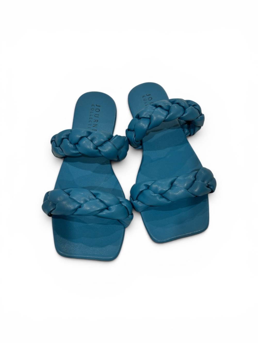 Journee Collection Braided Double-Strap Slide Sandals in Blue - Picture 2 of 3